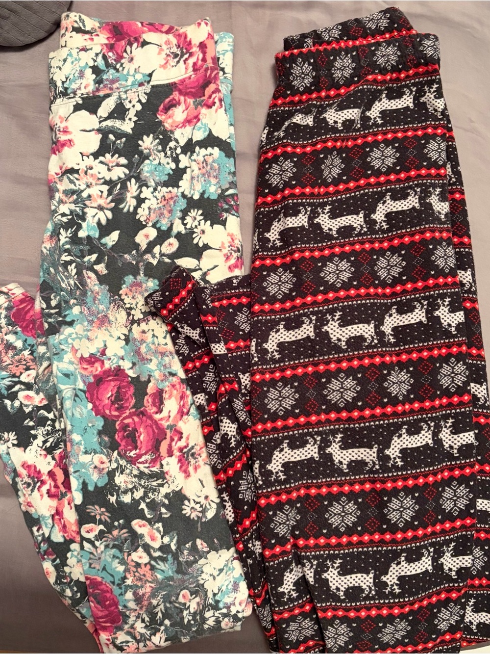 Floral & Reindeer Print Leggings